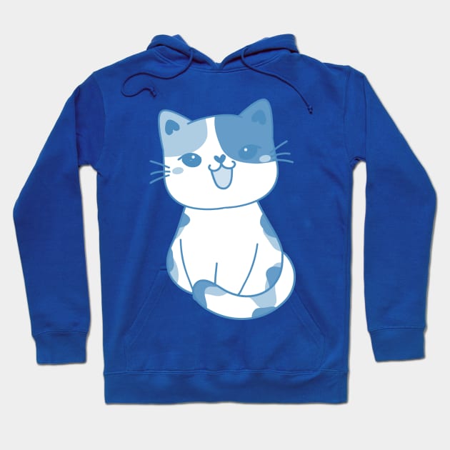 Calico Kitty Blue, Gray, and White Image Hoodie by The Friendly Introverts